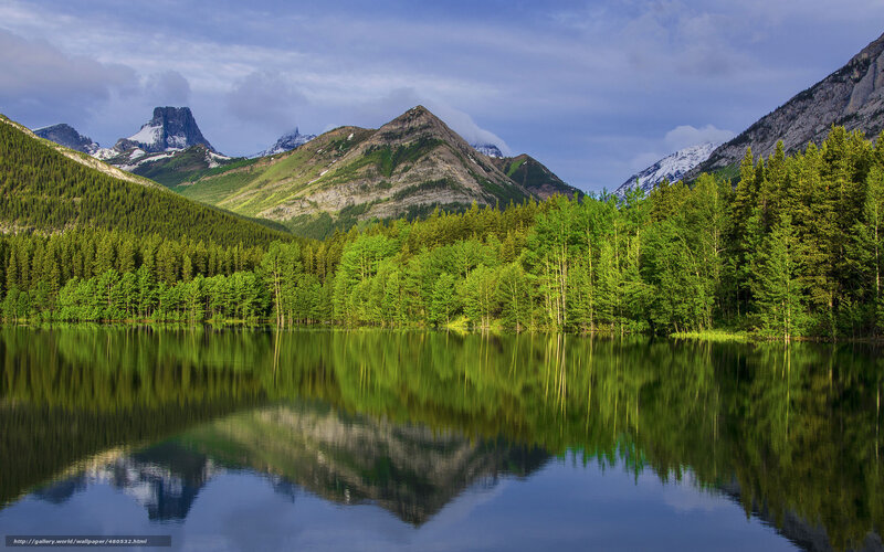 Mountain Lake Reflection — Green, Serene, Morning, Photograph, Trees, Mountains, Forest, Blue