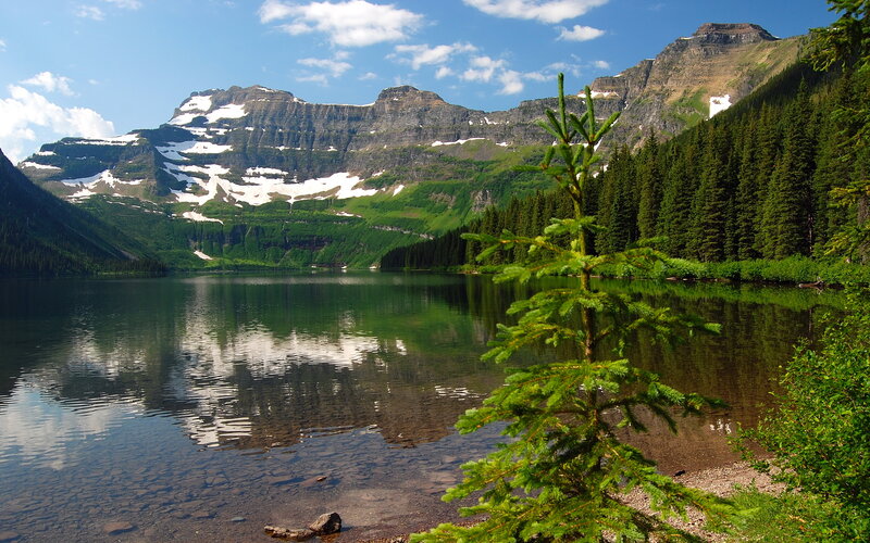 Mountain Lake Reflection — Green, Serene, Summer, Photograph