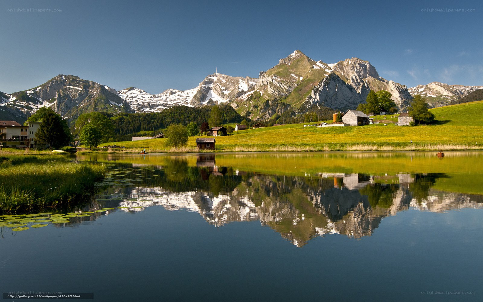 Mountain lake reflection in Switzerland
