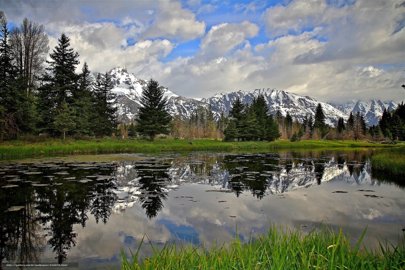 Mountain lake reflection landscape