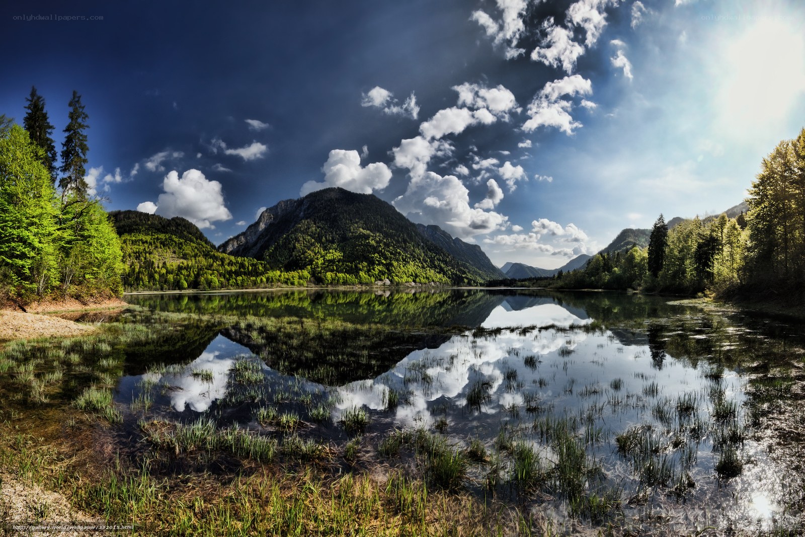 Mountain lake reflection landscape