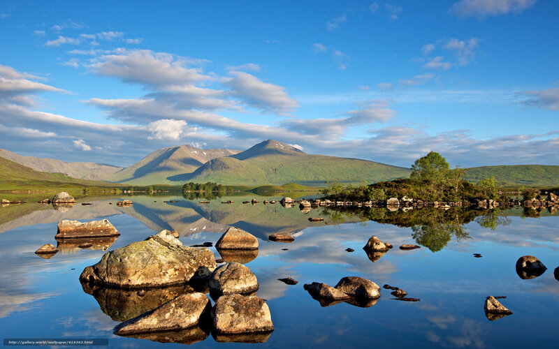 Mountain lake reflection landscape