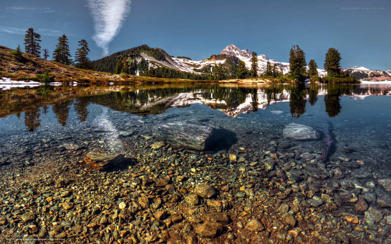 Mountain lake reflection landscape