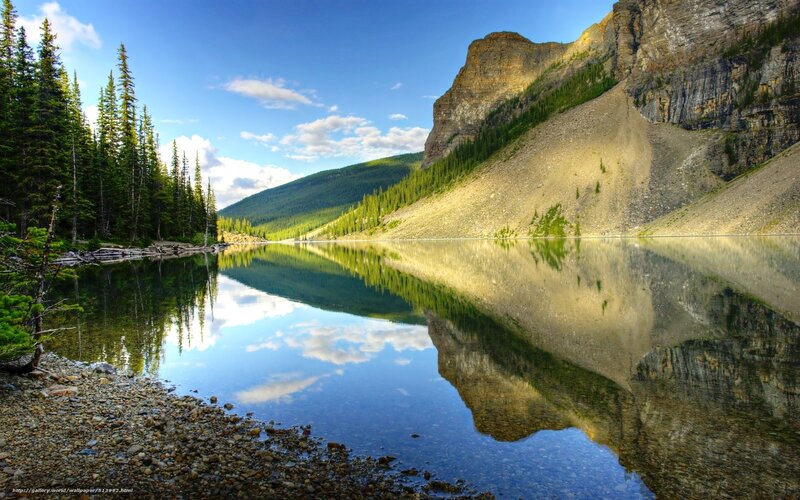 Mountain lake reflection landscape