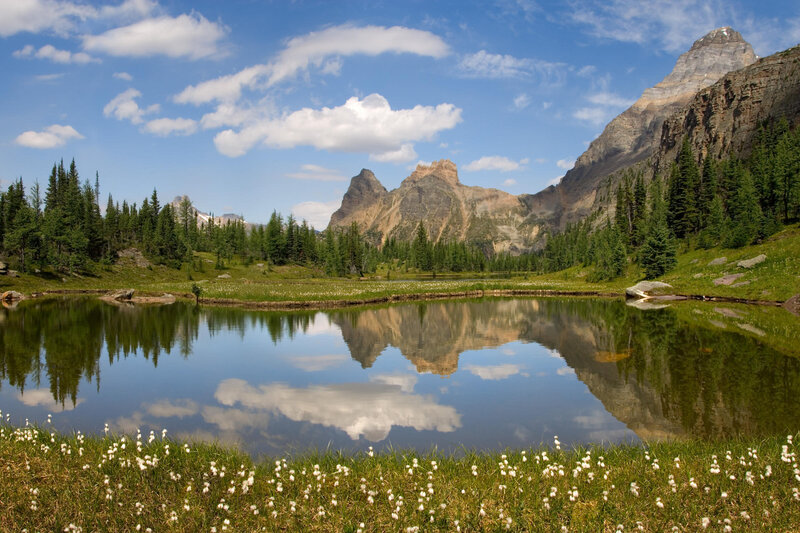 Mountain lake reflection landscape