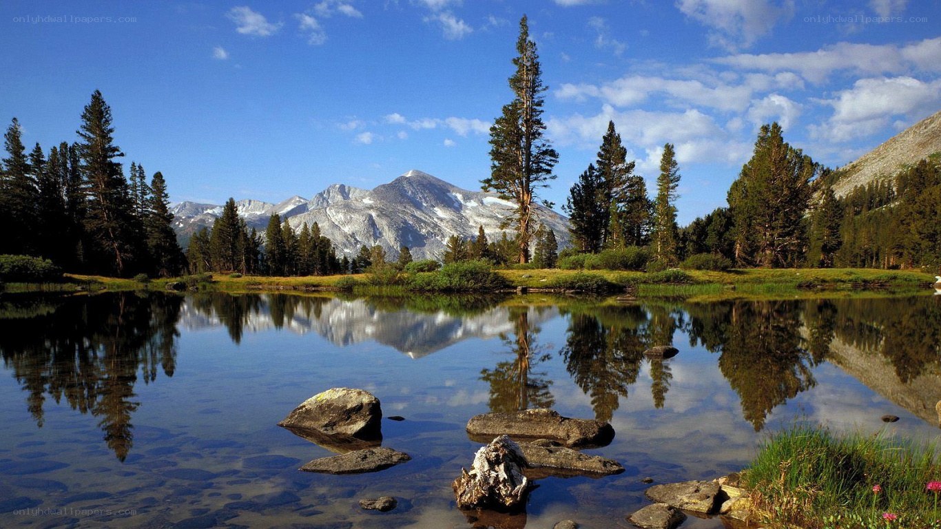 Mountain lake reflection landscape