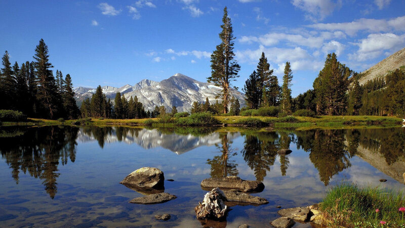Mountain lake reflection landscape