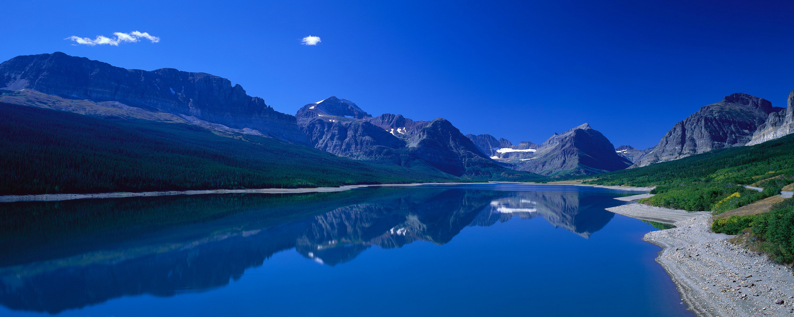Mountain lake reflection landscape