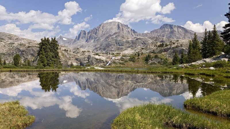 Mountain lake reflection landscape
