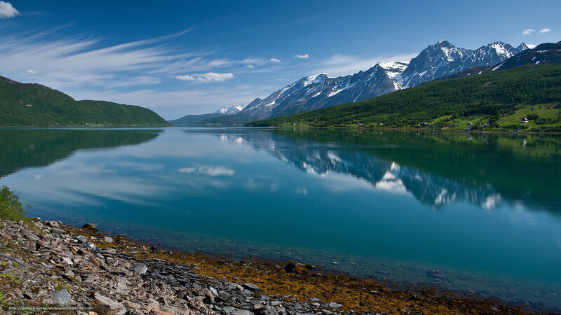 Mountain lake reflection landscape