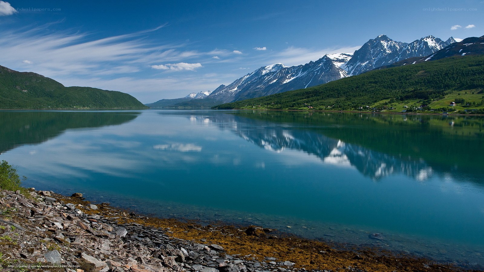 Mountain lake reflection landscape