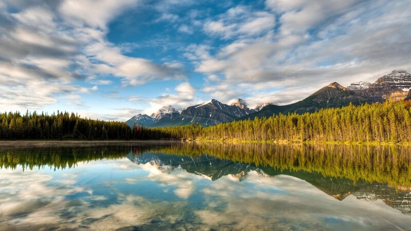 Mountain lake reflection landscape