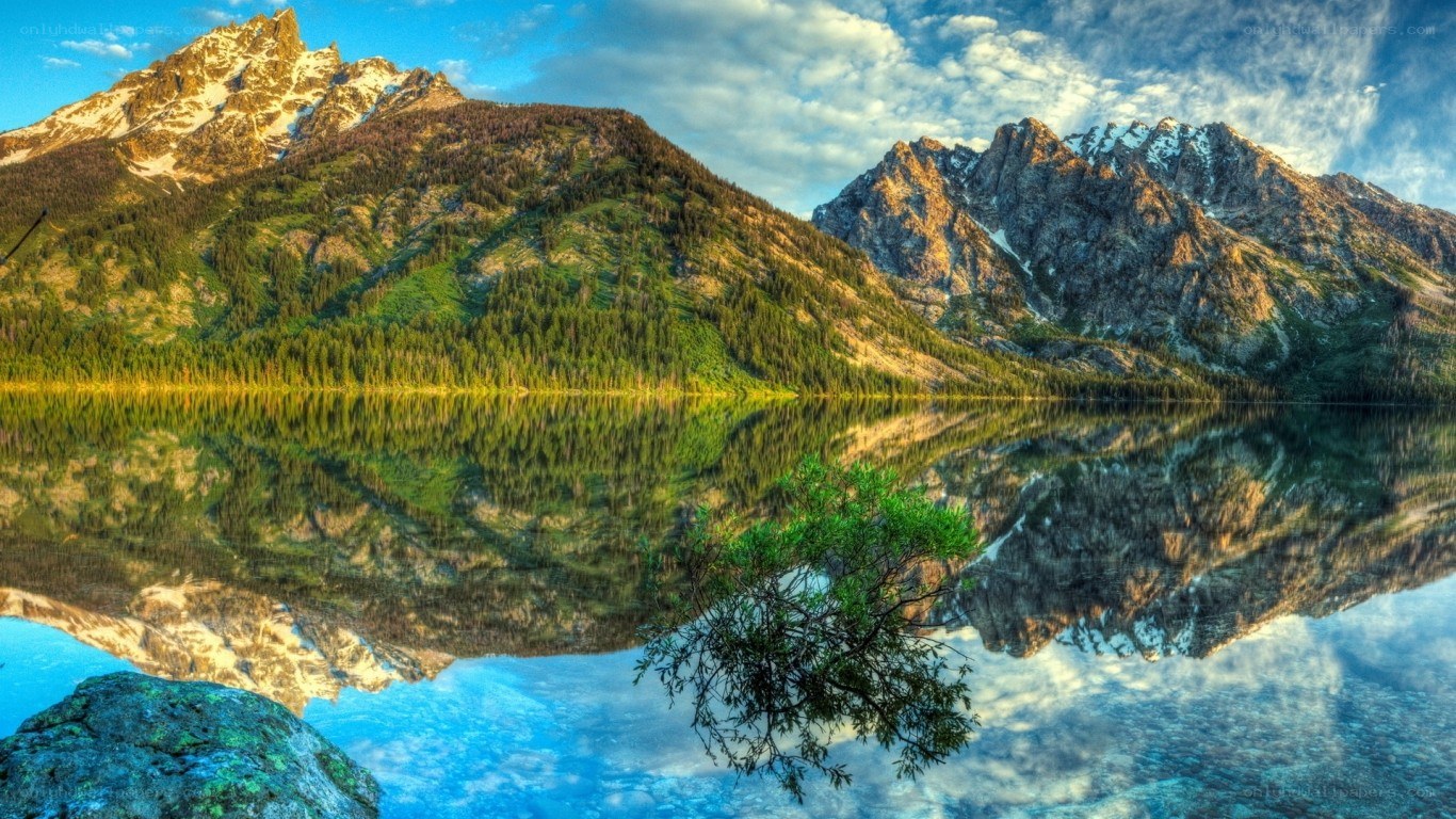Mountain lake reflection landscape