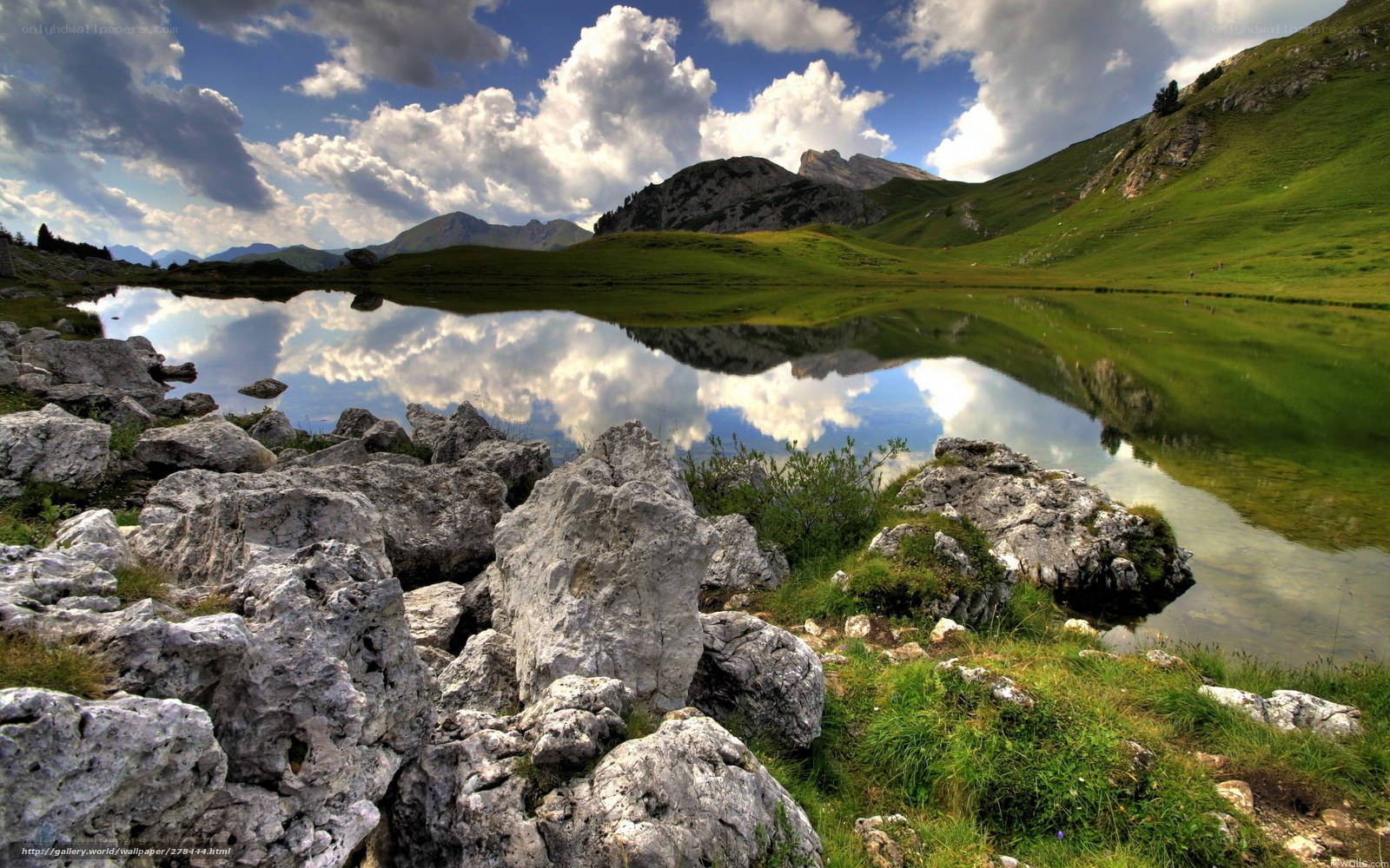 Mountain lake reflection landscape