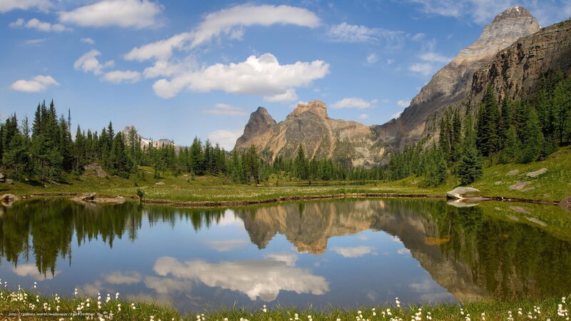 Mountain lake reflection landscape