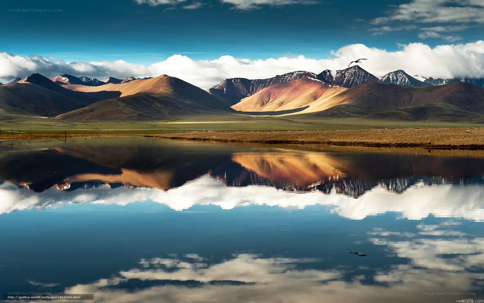 Mountain lake reflection landscape