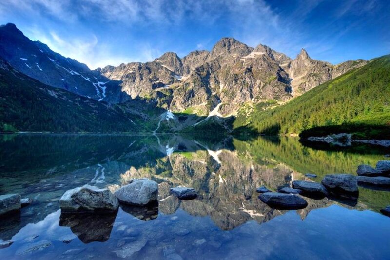 Mountain Lake Reflection — Morning, Gray