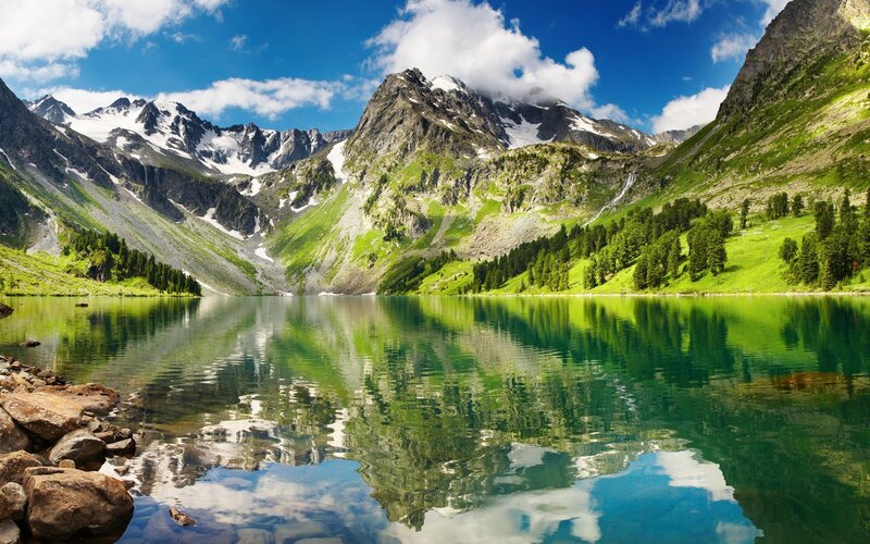 Mountain Lake Reflection — Mountains, Blue