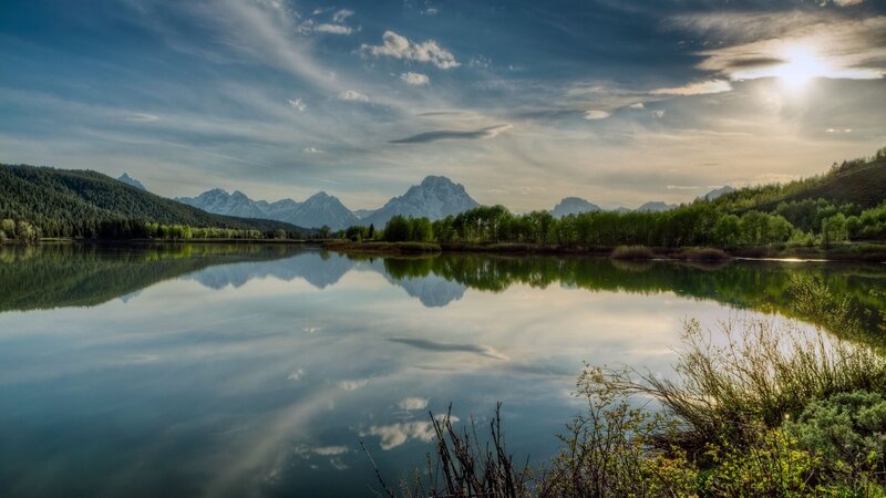 Mountain Lake Reflection — Mountains, White