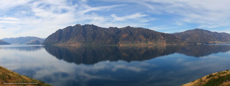 Mountain lake reflection panorama
