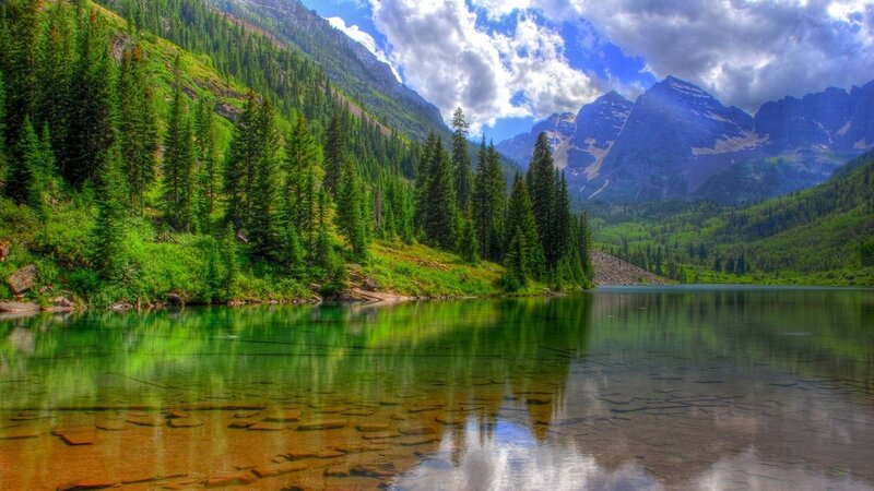 Mountain Lake Reflection — Photograph, Blue