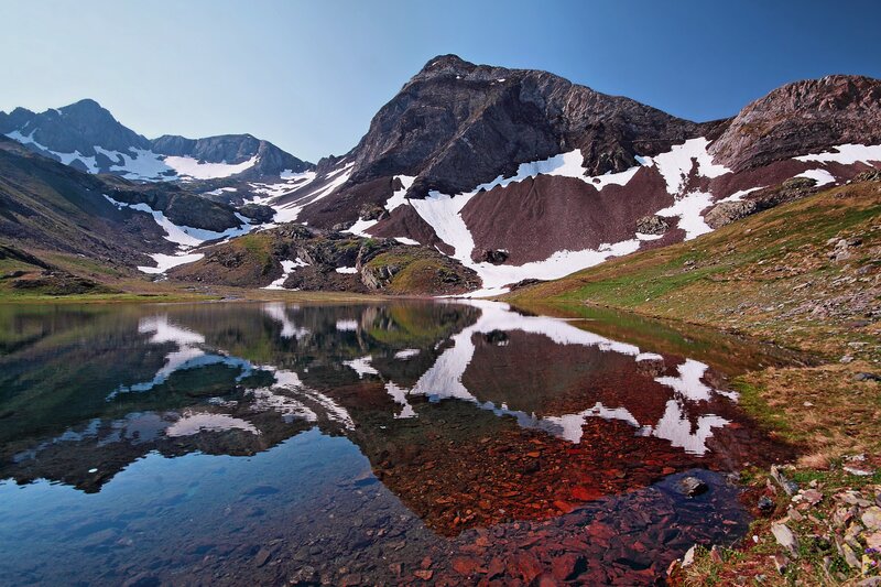 Mountain Lake Reflection — Photograph, Snow