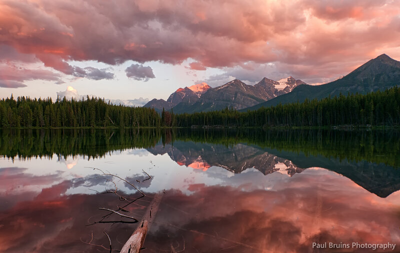 Mountain Lake Reflection — Pink