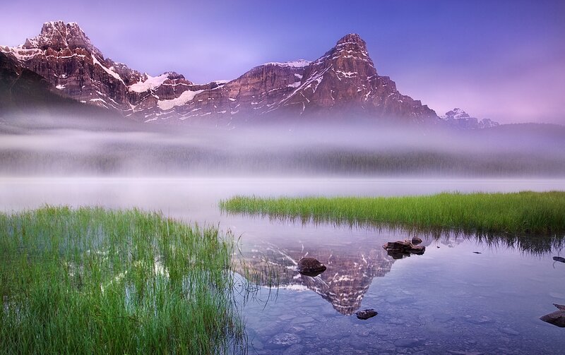 Mountain Lake Reflection — Purple