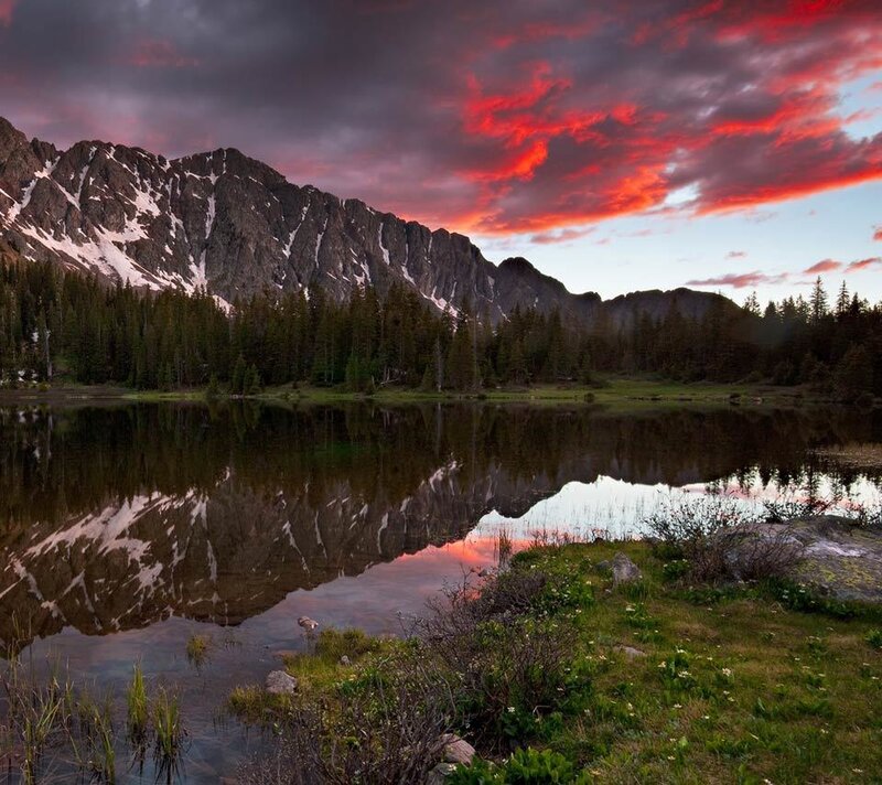 Mountain Lake Reflection — Red