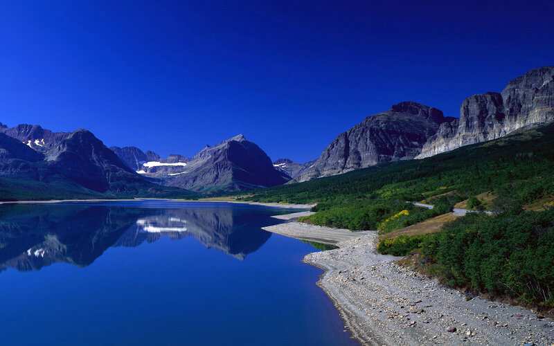 Mountain Lake Reflection — Road