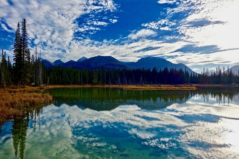Mountain lake reflection scene