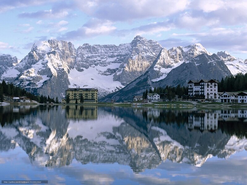 Mountain lake reflection scene