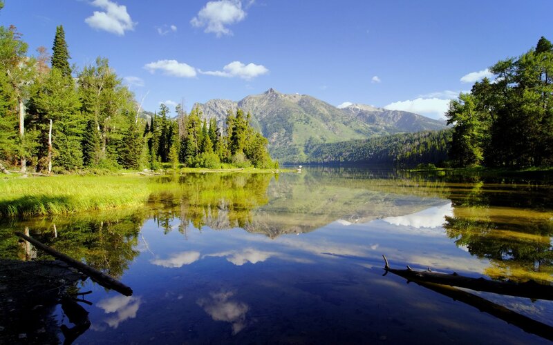 Mountain lake reflection scene