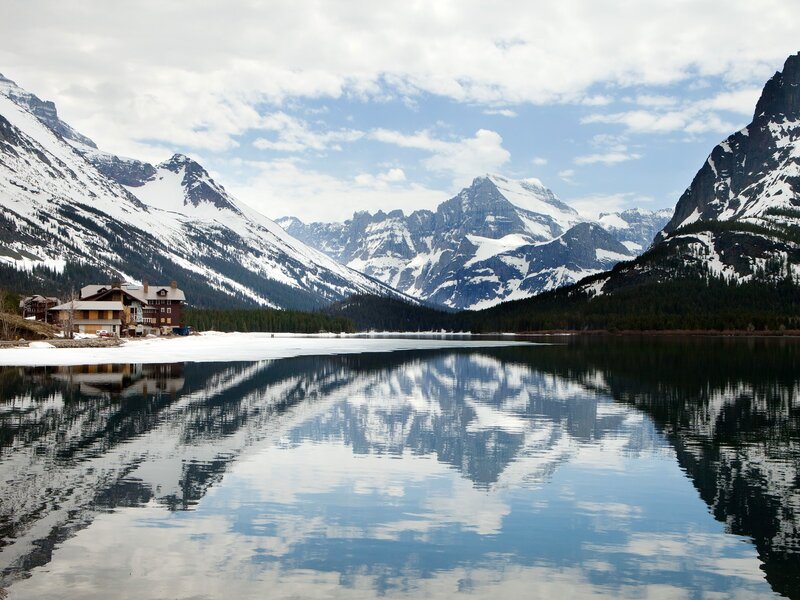 Mountain lake reflection scene