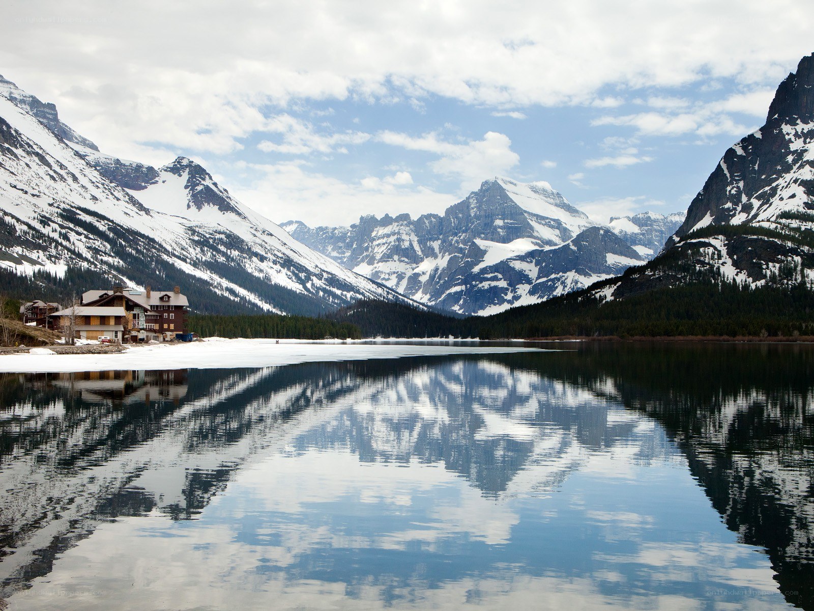 Mountain lake reflection scene