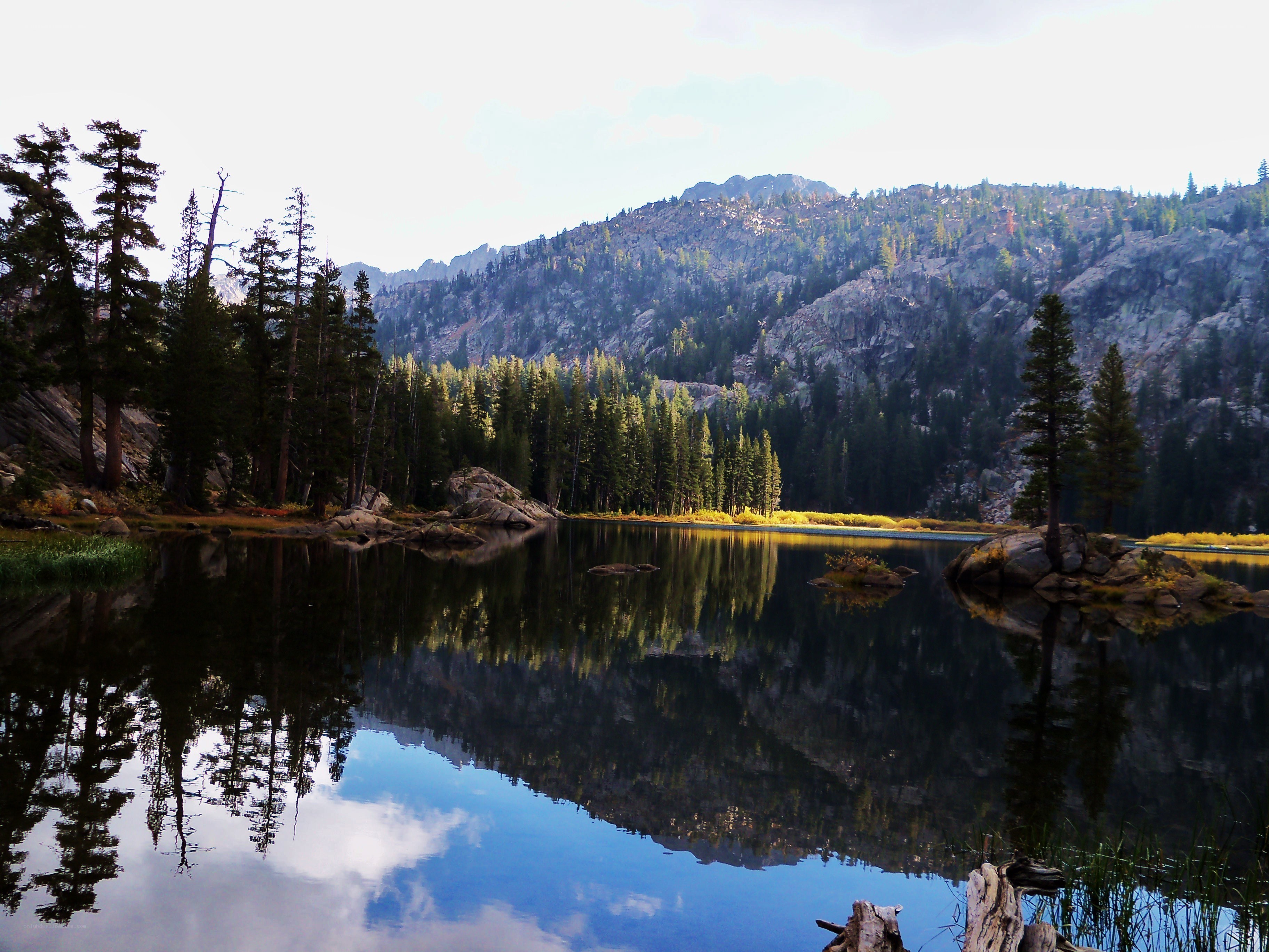Mountain lake reflection scene