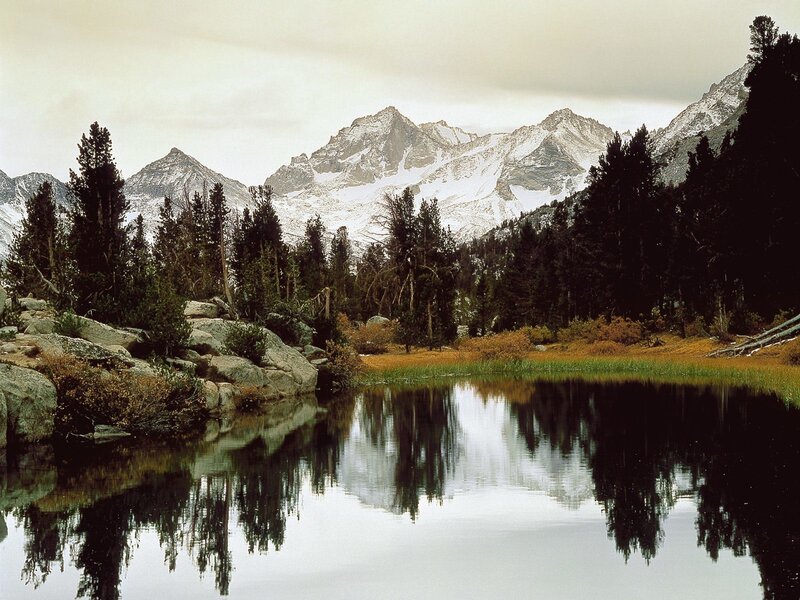 Mountain lake reflection scene