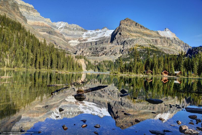 Mountain lake reflection scene