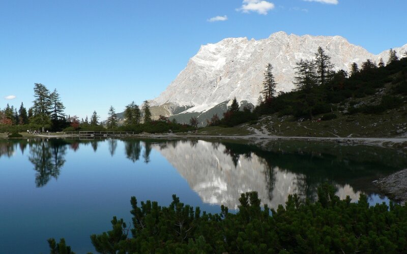 Mountain lake reflection scene