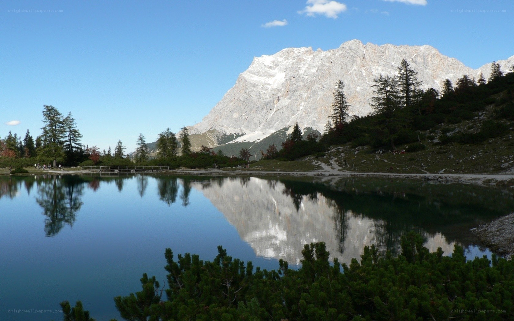 Mountain lake reflection scene