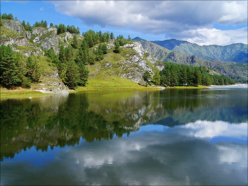 Mountain Lake Reflection — Sky, Blue