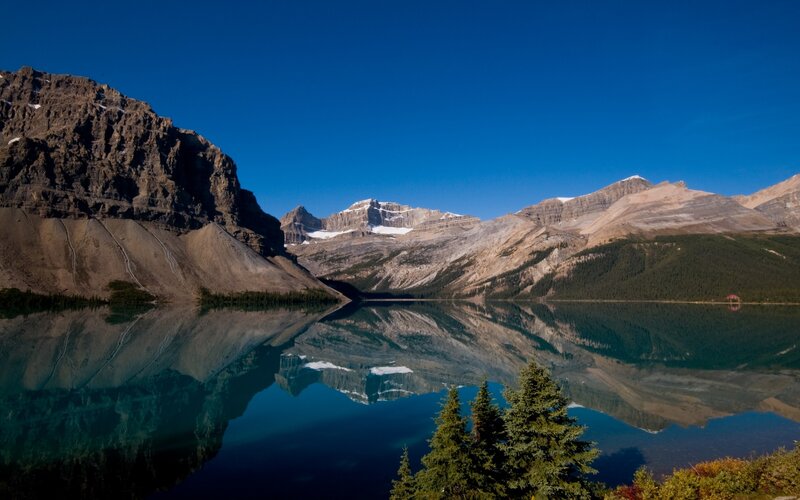 Mountain Lake Reflection — Sky, Brown