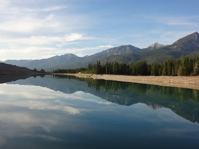 Mountain Lake Reflection — Sky, Gray