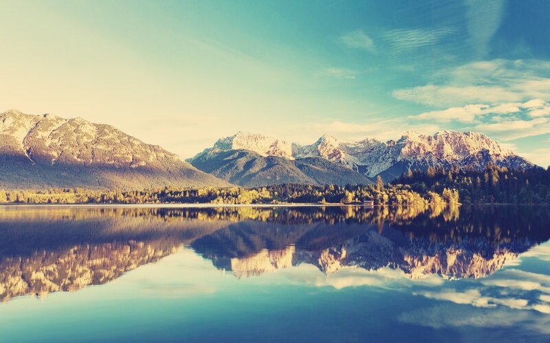 Mountain Lake Reflection — Sky, White