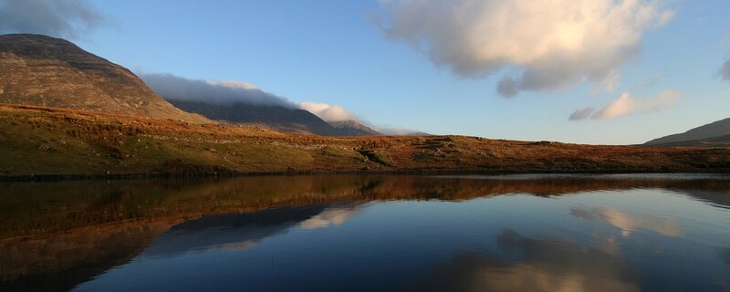 Mountain Lake Reflection — Sunset
