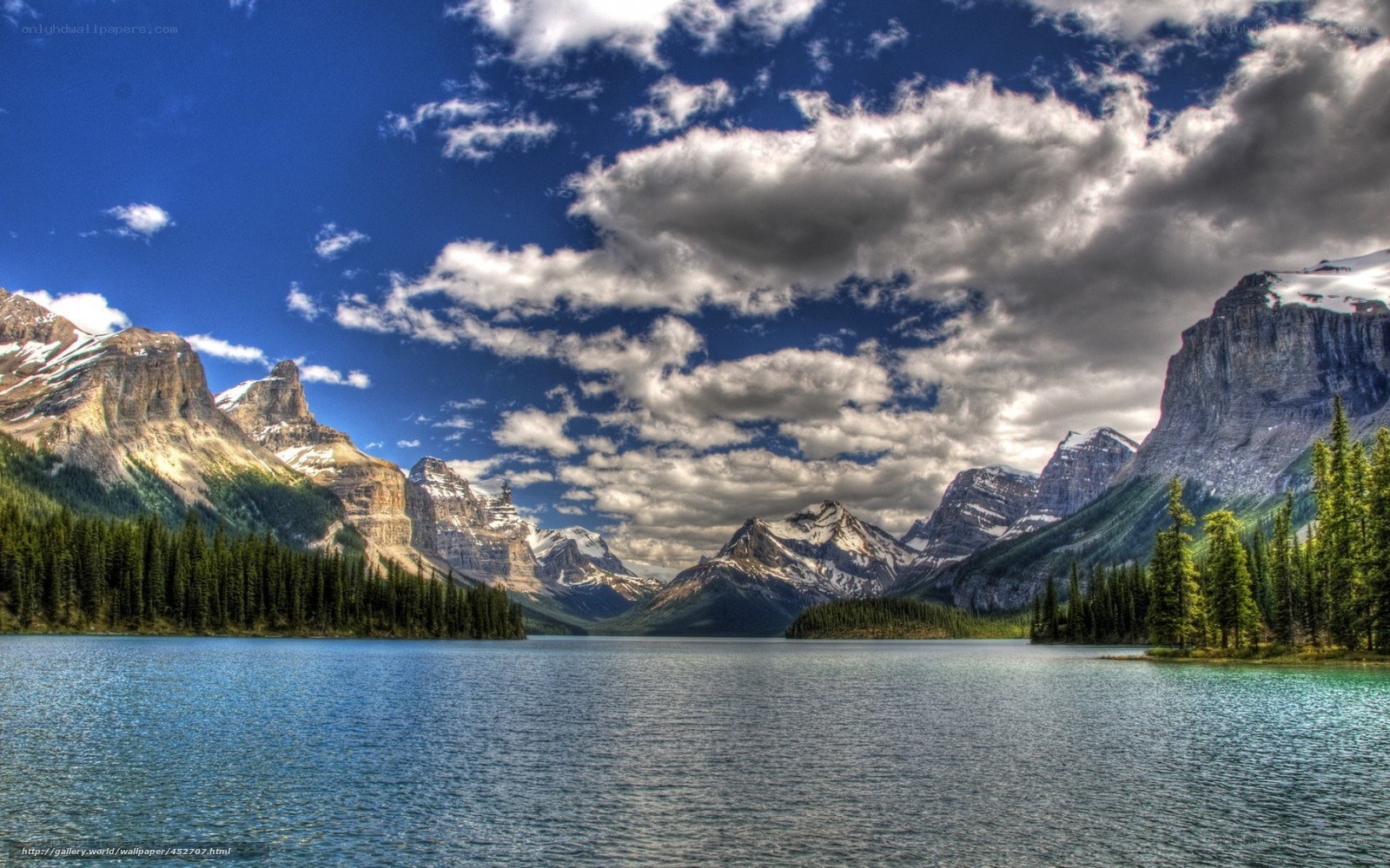 Mountain lake under cloudy sky