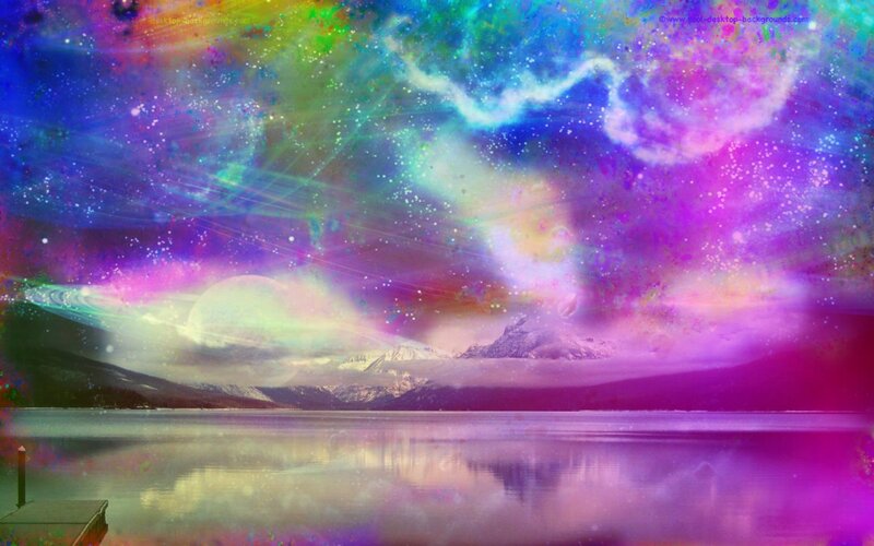Mountain Lake under Nebula