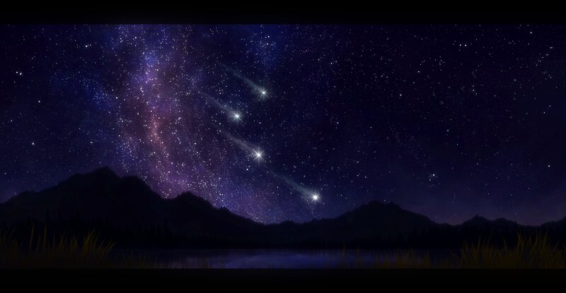 Mountain Lake under Stars — Purple