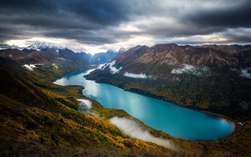 Mountain Lake Valley — Blue, Dramatic, Autumn