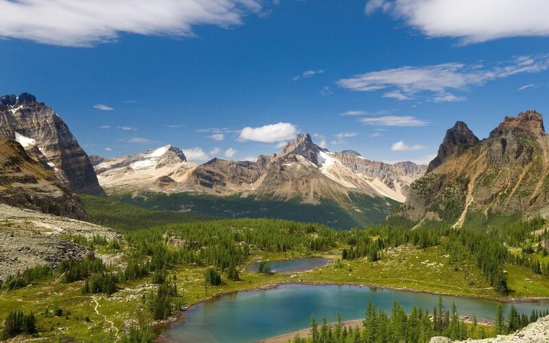 Mountain Lake Valley — Blue, Serene, Afternoon, Photograph, Mountains, Lakes, Forests, Sky